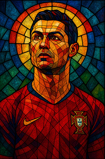 Cristiano Ronaldo, stained glass, portrait, soccer HD phone wallpaper
