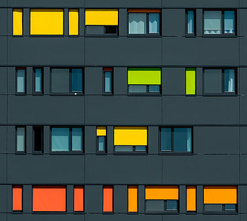 Windows, Building, Multicolored, Motley, Minimalism, Facade HD wallpaper