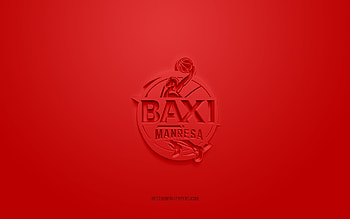 Basquet Manresa, creative 3D logo, red background, Spanish basketball team, Liga ACB, Manresa, Spain, 3d art, basketball, Basquet Manresa 3d logo HD wallpaper