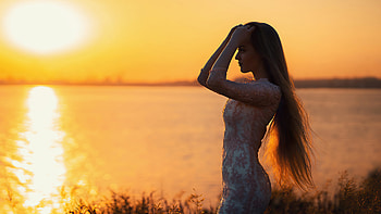 Beautiful Girl Silhouette Long Hairs , girls, model, silhouette, blonde HD wallpaper