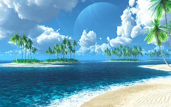 Landscape, Beach, Palms HD wallpaper