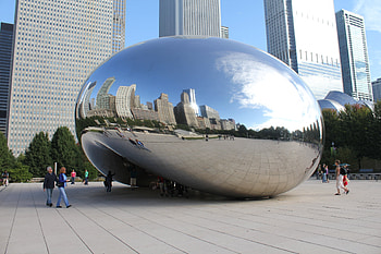 Cloud Gate, Bean sculpture, City reflection, Tourist attraction HD wallpaper