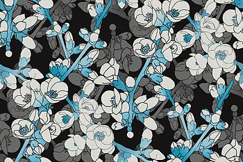 Texture, blue, white, black, flower, paper, pattern HD wallpaper