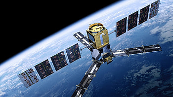 Sci-fi satellite, and background HD wallpaper