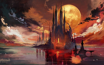 Bloodstained Ritual of the Night, video game, water, castle, Moon HD wallpaper