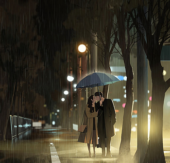 Art, Rain, Love, Kiss HD wallpaper