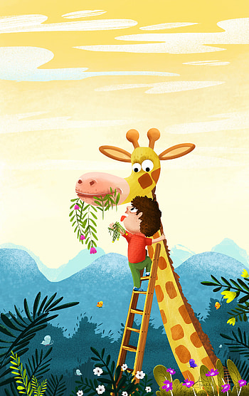 Funny, Art, Sweetheart, Nice, Giraffe, Child HD phone wallpaper