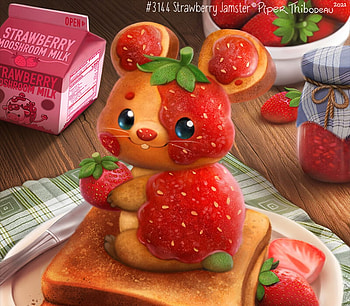 Strawberry Jamster, fantasy, red, strawberry, art, fruit, piper thibodeau, cute HD wallpaper