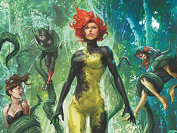 Batgirl, Birds Of Prey, Comics, Barbara Gordon, Black Hair, Bodysuit, Brown Hair, Dc Comics, Glove, Katana (Dc Comics), Mask, Poison Ivy, Ponytail, Red Hair, Starling (Dc Comics), Tattoo HD wallpaper
