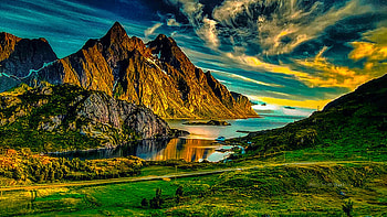Iceland's scenery under Light and Shadow, sea, coast, clouds, bay, colors, sky, sunset HD wallpaper