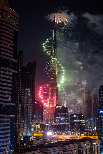 Cities, Night, City, Building, Holiday, Dubai, Firework, Fireworks, Uae, U.a.e HD phone wallpaper