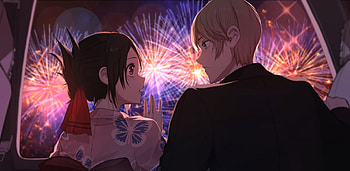 Kaguya & Miyuki, love is war, matsuri, anime, love, couple, romance, firework, manga HD wallpaper