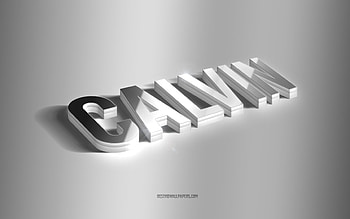 Calvin, silver 3d art, gray background, with names, Calvin name, Calvin greeting card, 3d art, with Calvin name HD wallpaper