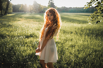Women, Model, girl, field HD wallpaper