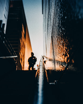Sunset, Dark, Silhouette, Stairs, Ladder HD phone wallpaper