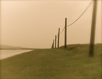 Nature, Fencing, Enclosure, Pillars, Grayness, Greyness, Rope, Columns HD wallpaper