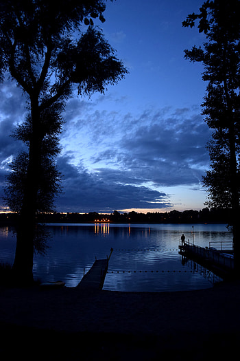 Nature, Rivers, Night, Pier, Silhouette, Privacy, Seclusion HD phone wallpaper
