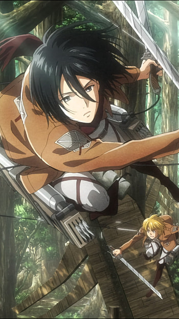 Fighting mikasa, anime, attack on titan, mikasa HD phone wallpaper