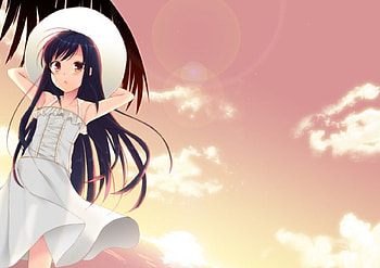 Kuroyukihime, accel world, paradise, girl, long hair, dress, anime, hat, female HD wallpaper