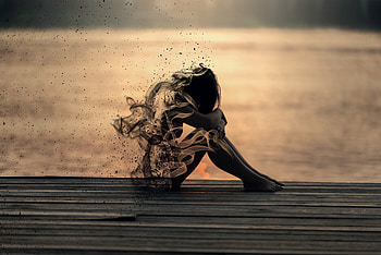 Girl Sitting On Pier Artwork, girl, artist, artwork, digital-art, sad, alone HD wallpaper