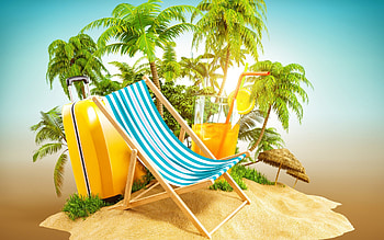 :), blue, summer, holiday, palm tree, green, yellow, card, vara HD wallpaper