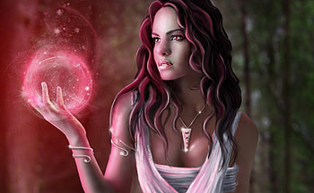 Fantasy girl, pendant, abstract, fantasy, magical, girl, charm, beauty HD wallpaper