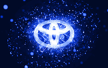 Toyota dark blue logo, , dark blue neon lights, creative, dark blue abstract background, Toyota logo, cars brands, Toyota HD wallpaper