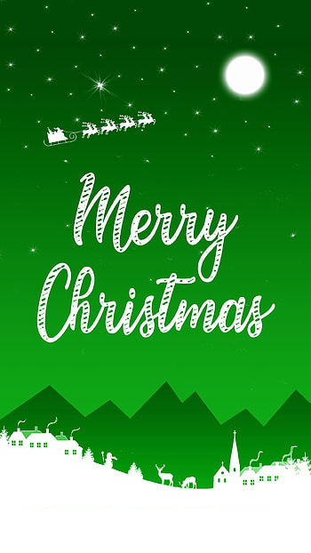 Christmas Night Scene (Green), holiday, Christmas HD phone wallpaper