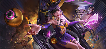 Witch, hat, frumusete, chan xing, gorgeous, girl, orange, view from the top, purple, halloween, superb, pink, fantasy HD wallpaper