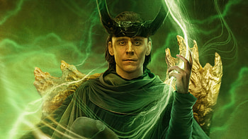 Loki in Action - Mystic Green Background, Tom Hiddleston, TV Show, Loki HD wallpaper