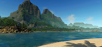 island, shadows, sky, sand, water HD wallpaper