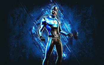 Fortnite The Mighty Volt Skin, Fortnite, main characters, blue stone background, The Mighty Volt, Fortnite skins, The Mighty Volt Skin, The Mighty Volt Fortnite, Fortnite characters HD wallpaper