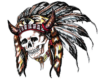Native American, Artistic, Tattoo, Skull HD wallpaper