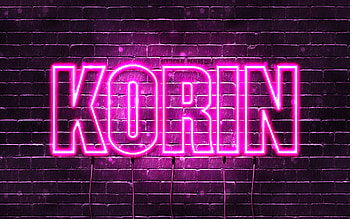 Happy Birtay Korin, , pink neon lights, Korin name, creative, Korin Happy Birtay, Korin Birtay, popular japanese female names, with Korin name, Korin HD wallpaper