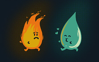 Fire vs Water, digital-art, fire, water, artist HD wallpaper