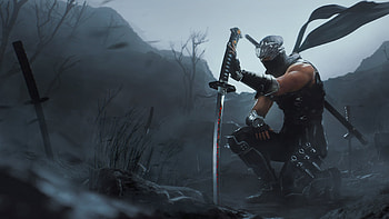 Poster of Ninja Gaiden II Black Key Art Banner, video game, Ninja Gaiden 2 Black, Ryu Hayabusa HD wallpaper