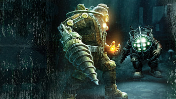 Delta and Big Daddy, BioShock HD wallpaper