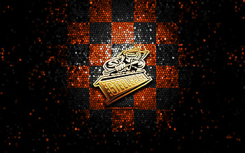 Sheffield Steelers, glitter logo, Elite League, orange black checkered background, hockey, english hockey team, Sheffield Steelers logo, mosaic art HD wallpaper