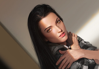 Artistic Hazel Eyes Face Girl, fantasy-girls, painting, artistic HD wallpaper