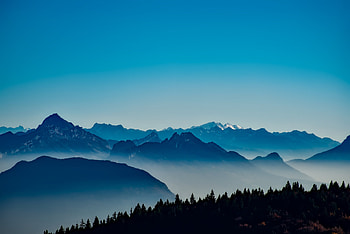 Mountains Mist Trees, mountains, trees, nature HD wallpaper