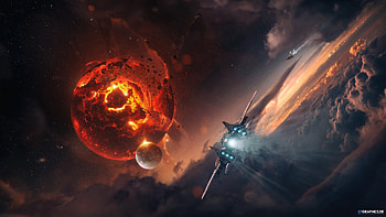 Collateral, ships, planets, 3d, space, stars, Taenaron HD wallpaper