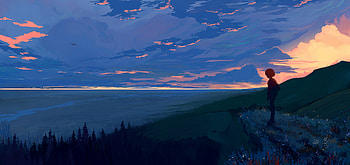 Anime Girl Evening In The Mountains, anime-girl, anime, artist, artwork, digital-art, deviantart HD wallpaper