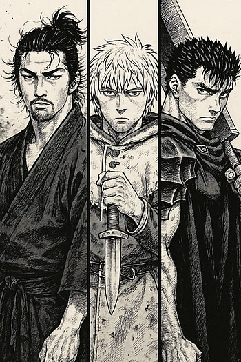 Epic Manga Warriors: Thorfinn, Guts & Musashi , manga, Guts (Berserk), crossover HD phone wallpaper