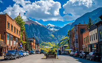 Telluride, Colorado Avenue, San Juan Mountains, mountain landscape, Telluride cityscape, Colorado, USA HD wallpaper
