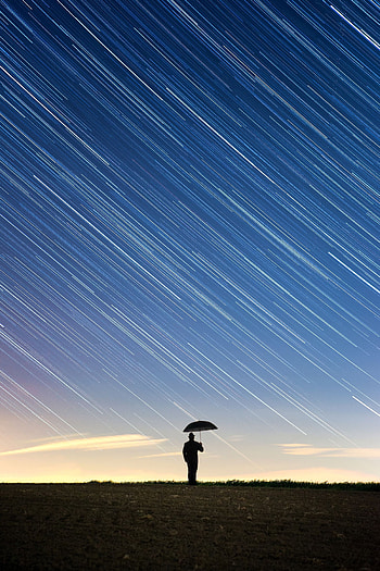 Silhouette, Miscellanea, Miscellaneous, Movement, Traffic, Starry Sky, Long Exposure, Field HD phone wallpaper