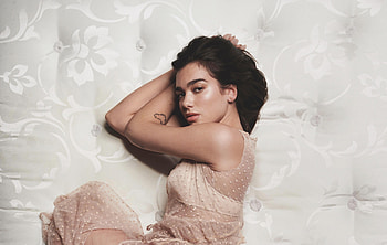Pink dress, brunette, pretty, Dua Lipa HD wallpaper