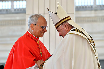 Pope Francis : Official Moment with Cardinal by Robert Prevost, pope, Pope Francis HD wallpaper
