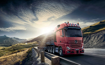 Mercedes-Benz Actros, front view, exterior, new red Actros, concrete transportation, delivery of concrete structures, German trucks, Mercedes-Benz HD wallpaper