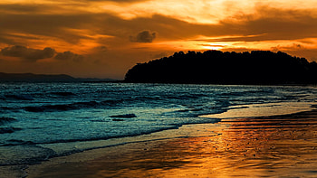 Sunset at Krabi, Thailand, sky, beach, sea, clouds, colors, rocks HD wallpaper