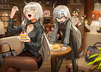 Jeanne D'arc Alter, Anime, Fate/grand Order, Avenger (Fate/grand Order), Jeanne D'arc Alter (Santa Lily), Mashu Kyrielight, Ritsuka Fujimaru, Shielder (Fate/grand Order), Fate Series HD wallpaper